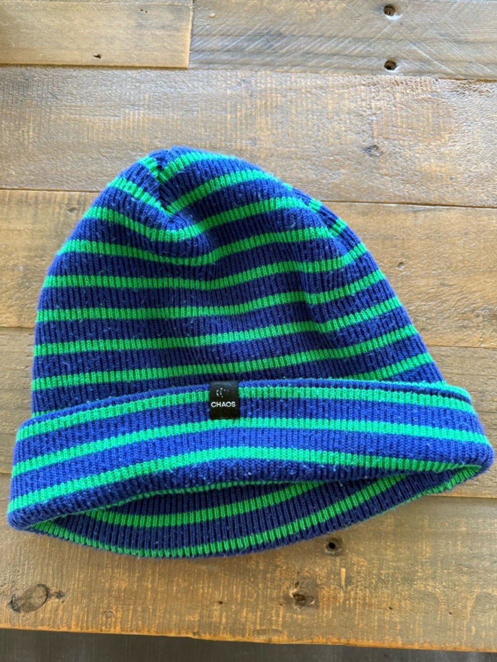 Chaco Kids Striped Knit Beanie in Blue & Green
